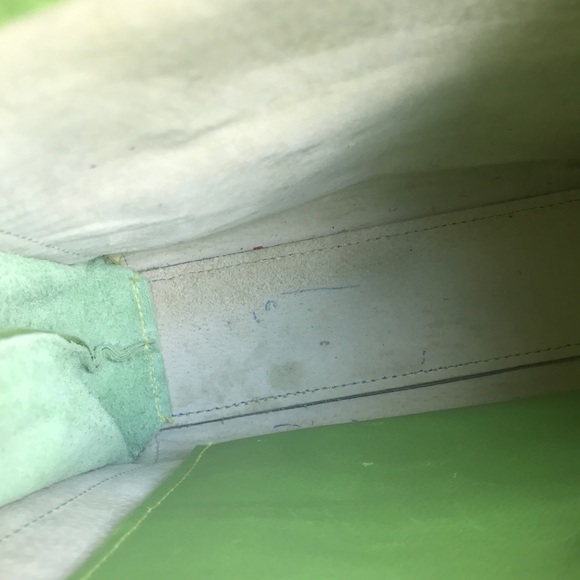 SOLD!! Hans Koch Ltd Soho NY leather bag 1 of a kind lime  green blue rare VINT… - Picture 15 of 16